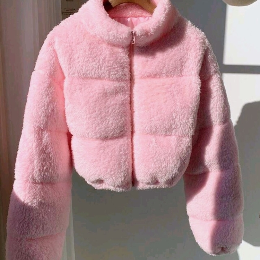 Women's Pink Fuzzy Jacket